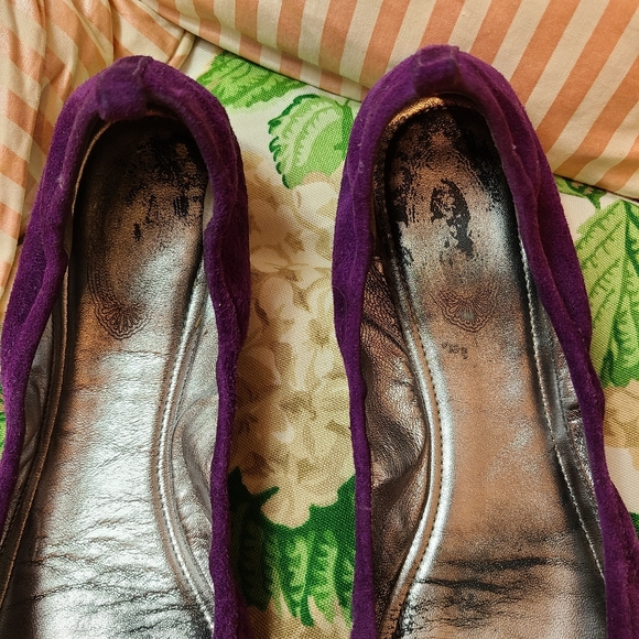 ELIE TAHARI π Lucille Ballet Flats in Grape Jelly purple suede LEATHER - Picture 3 of 16